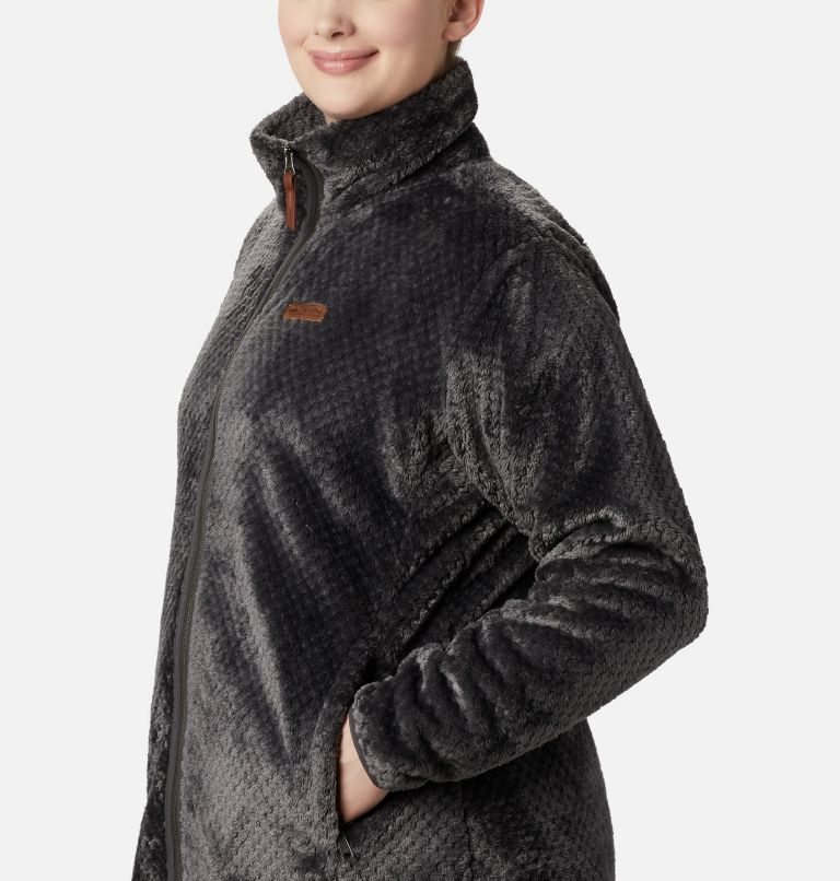 Women's Columbia Fireside II Plush Full Zip Fleece Jackets Black | Plus Size CA-C6C51